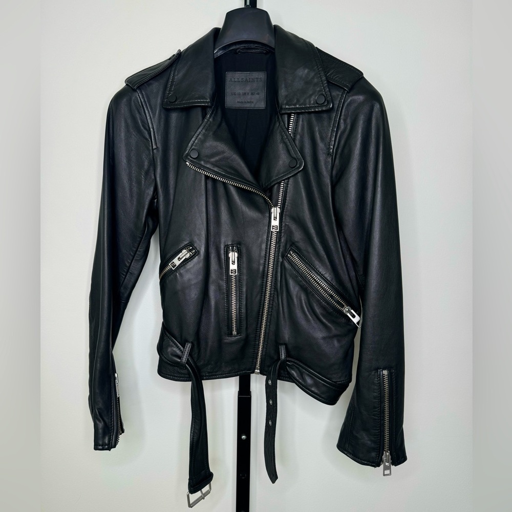 AllSaints Balfern Belted Biker Jacket - Edgy Elegance Meets Urban Chic